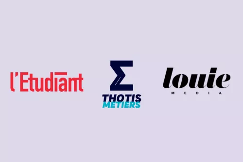 Logos L'étudiant, thotis métiers et louie média
